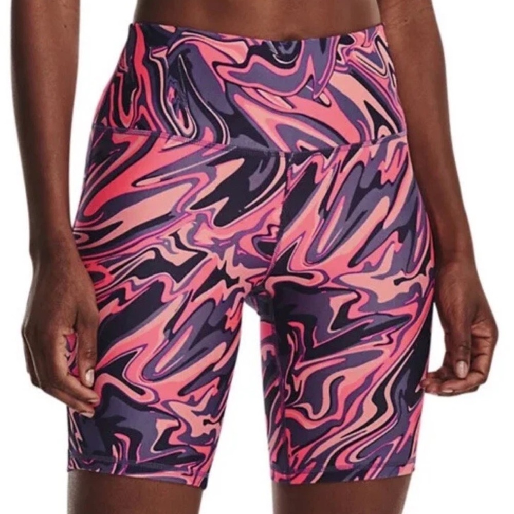 Under Armour Women's Pink & Purple Swirl Pattern Bike Shorts